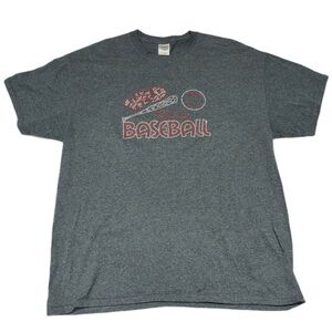 Gildan Dark Gray Embellished Baseball Mom Graphic Tee Size XL